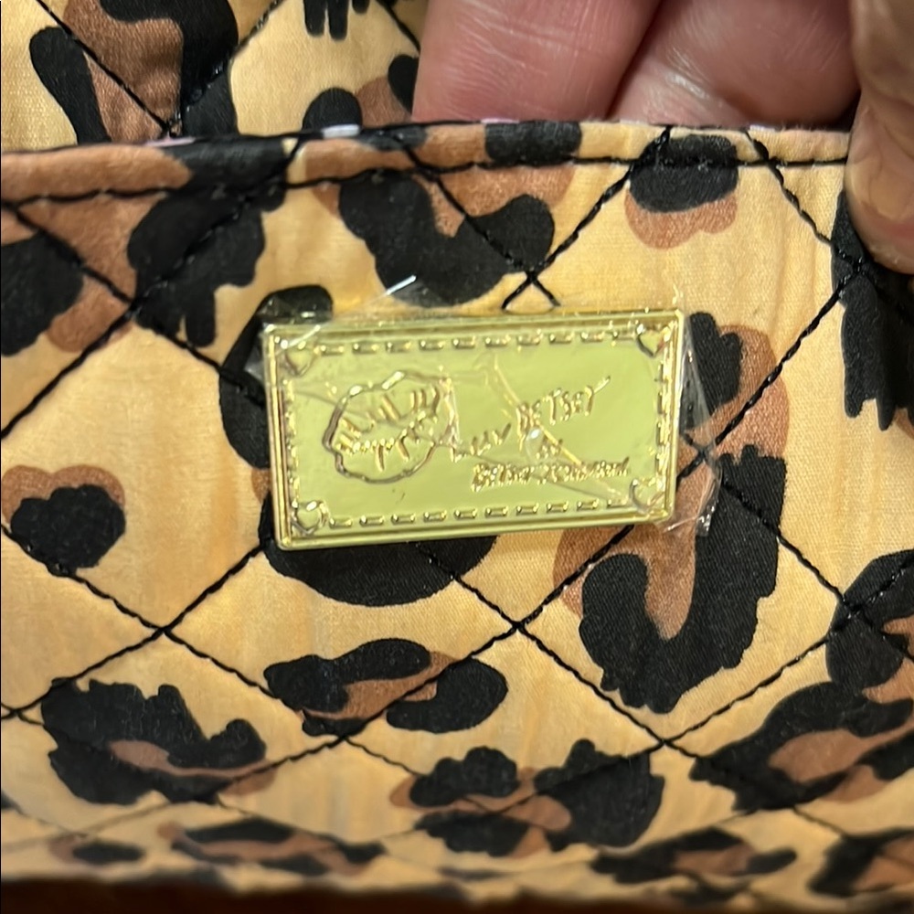 Betsy Johnson Quilted Leopard Carry on Tote with Gold Accent - Picture 2 of 13